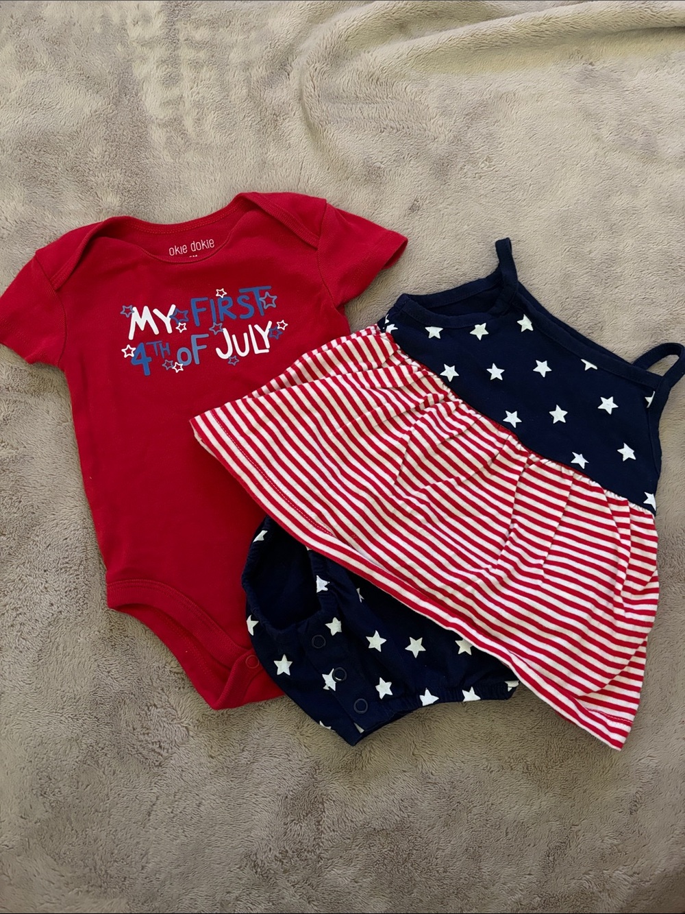 okie dokie Red & Navy 2-Piece Baby Holiday Outfit